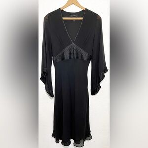 Silk Express Black Dress Sheer Sleeves